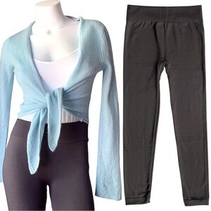 NEW fleece lined knit dark charcoal gray leggings